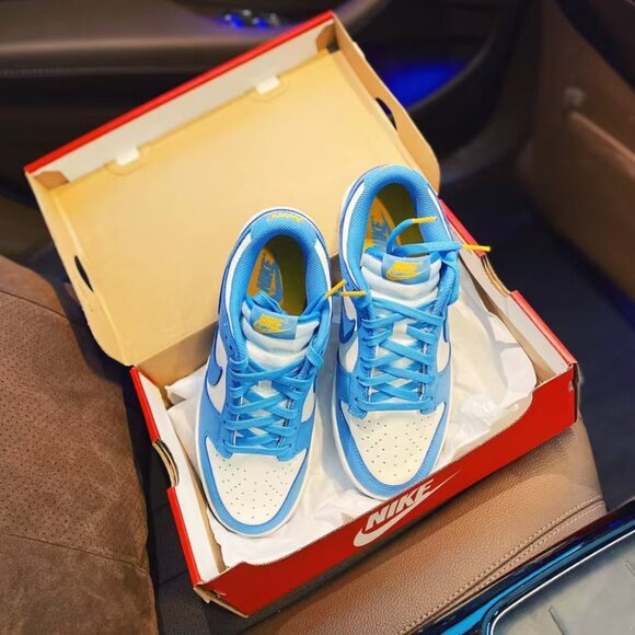 New Nike Dunk Low Blue White Yellow Sneakers - With Original Box - Picture 1 of 5